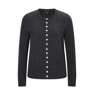 【美丽诺羊毛】Scofield女装简约圆领针织开衫刺绣设计2025冬新品