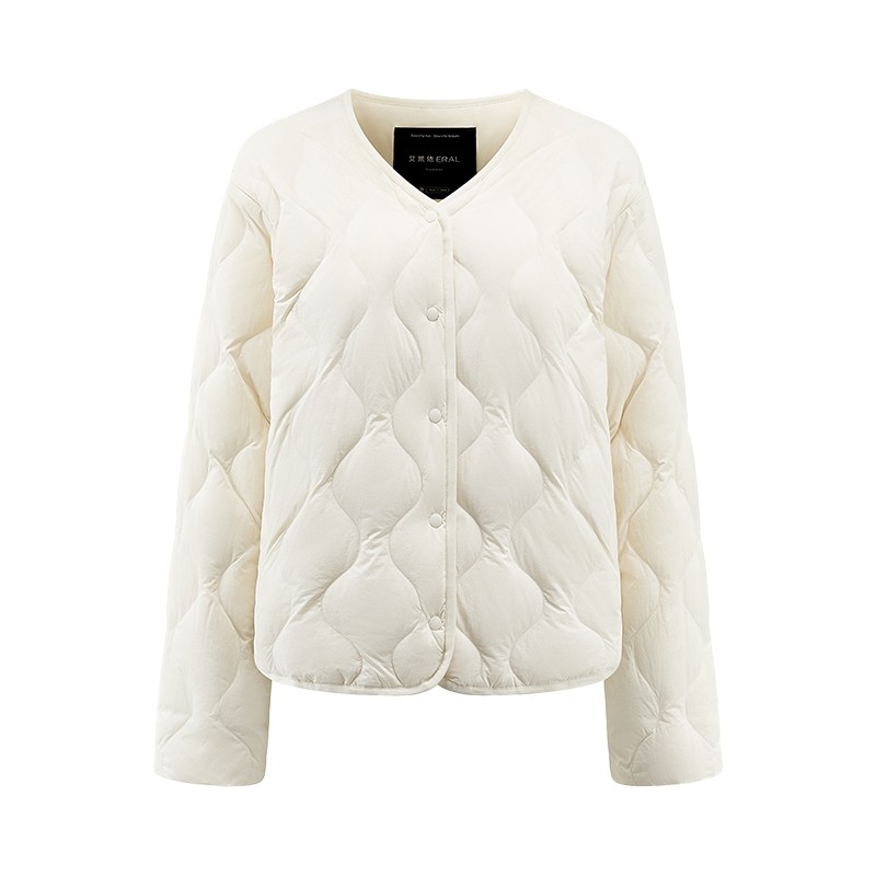 艾莱依2025春秋轻薄羽绒服女士短款时尚显瘦内胆波浪纹外套可露丽