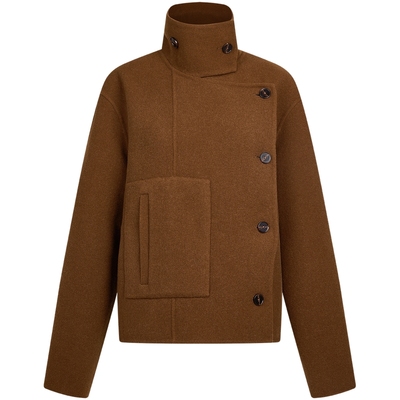 宝姿PORTSPURE女装冬季巴恩风美拉德短款时髦毛呢外套