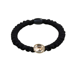 AJIDOU阿吉豆发饰黑黄色水晶时尚黑色发圈简约高马尾发饰头部发绳