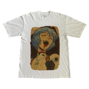 CLFC 漫画福音战士EVA疯狂凌波丽做旧水洗T shrit长袖短袖T恤潮T