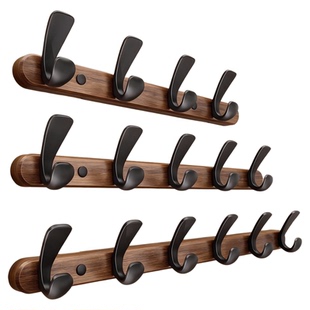 胡桃木高级挂衣钩入户玄关门后挂衣帽钩试衣间墙壁免打孔挂衣服架