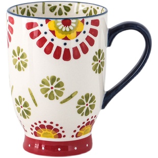 跨境爆款又高又大的杯子500ml大容量喝水杯复古陶瓷大杯子微瑕疵