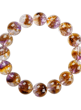 天然黄超七聚宝盆贵色超级七手链