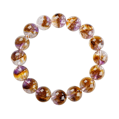 天然黄超七聚宝盆贵色超级七手链