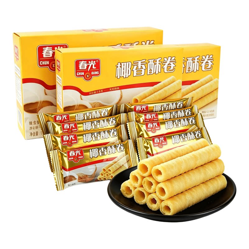 海南特产春光椰香酥卷 盒榴莲酥卷椰浆注心椰汁蛋卷三亚特产