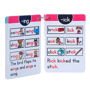 英语phonics英语闪卡 107 词根自然拼读 CVC儿童启蒙卡片教材教具