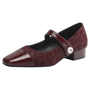 星期六方头红色玛丽珍女款单鞋女士绝美不累脚小皮鞋婚鞋新娘伴娘