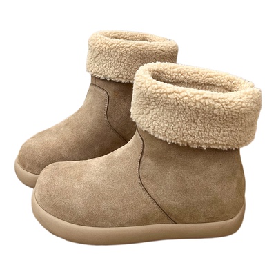夏侃XIAKAN 内增高6cm巨好看雪地靴女2025新款冬季加绒棉鞋短靴子
