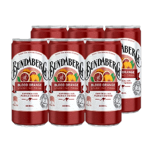 宾得宝Bundaberg澳洲进口血橙味风味汽水200ml*6果汁气泡水饮料