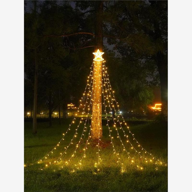 太阳能七彩灯网红树灯装饰灯流水圣诞节小彩灯灯串挂树灯户外庭院