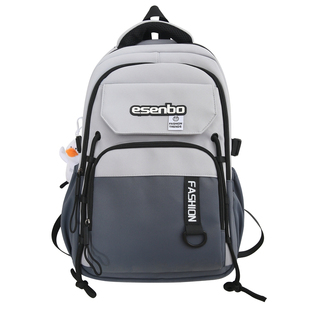 软书包女大学生大容量上课通勤可放14寸电脑小众设计感简约双肩包