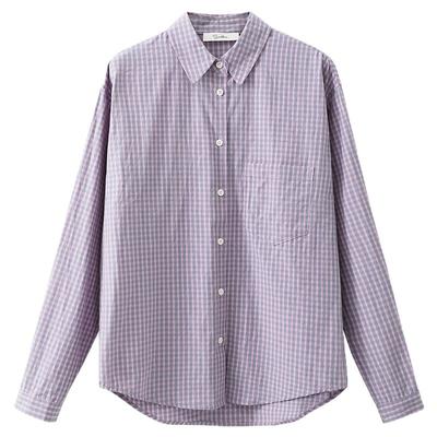 夕蒙2025新款秋韩系气质上衣衬衣高级感轻奢减龄洋气粉色格纹衬衫