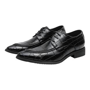 男士真皮小皮鞋英伦流行内增高商务正装休闲系带尖头男鞋子德比鞋