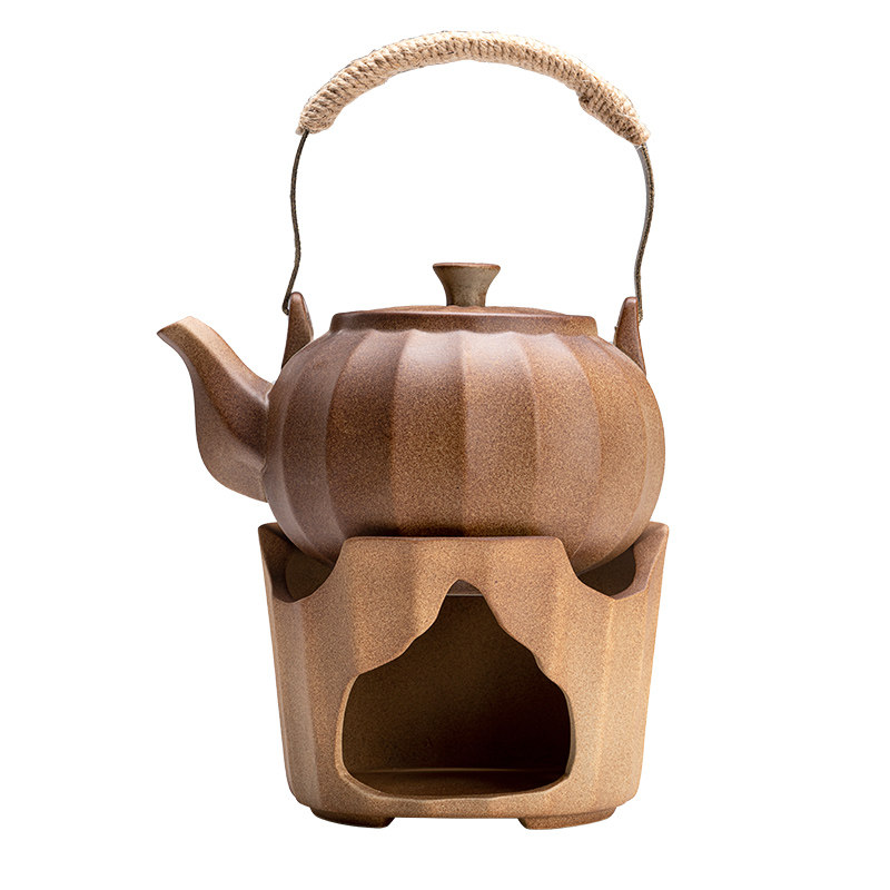 柴烧围炉煮茶壶温茶提梁侧把壶复古手提粗陶简约茶具水壶中式泡茶