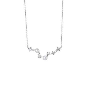 周大生星光珍珠项链女扁圆珍珠强光泽小众设计女时尚百搭3.5-4mm