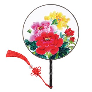 24cm双面团扇舞蹈专用大号广场舞跳舞扇古风圆扇子女演出中国风扇