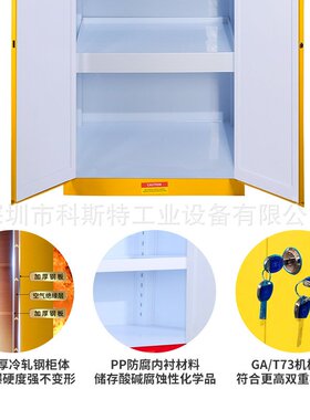 防火防爆耐腐蚀GA/T73双锁化学品安全柜耐强酸碱PP柜危化品储存柜