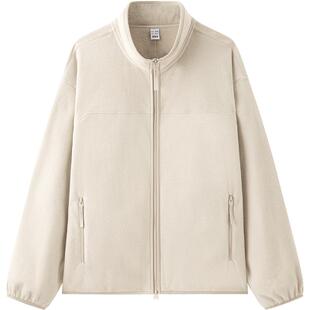 明星同款森马抗静电摇粒绒外套2024秋冬新款加厚卫衣夹克男女同款