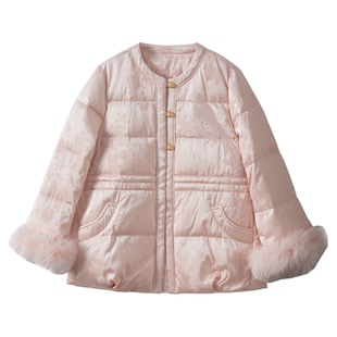 一丝牵90白鸭绒新中式刺绣羽绒服女中长款国风提花加厚保暖外套冬