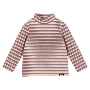 允儿妈女童冬季新款高领条纹打底衫宝宝秋冬时尚T恤儿童洋气上衣