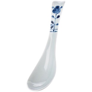 日本进口蓝凛堂陶瓷大汤勺餐厅勺子釉下青花餐具日式家用汤匙面勺