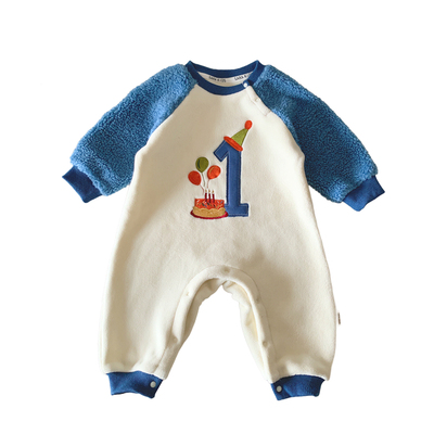 婴儿衣服冬季周岁男宝礼服加厚小月龄外出抱抱服宝宝生日连体衣冬