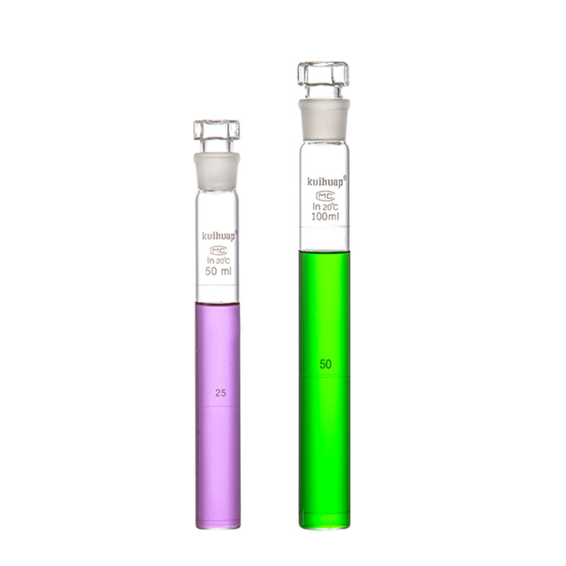 kuihuap葵花具塞磨砂比色管配组12支优质10 25 50 100mL计量精确 实验分析比对 玻璃平底圆底满刻度比色管
