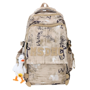 初中生男款书包美式高街男生小学生五六年级ins小众高颜值双肩包