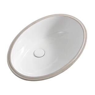 岩板台面无缝台下盆椭圆形陶瓷嵌入式洗手间洗脸盆浴室柜单盆拼接