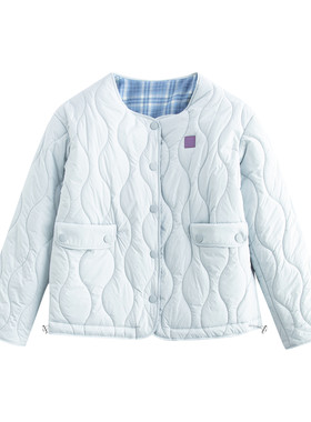 riverstone plus 双面穿可爱圆领口袋棉衣女冬季加厚夹克棉服上衣