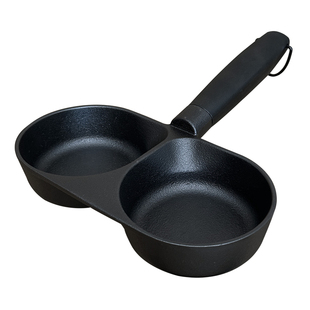 [牛货双孔]出口日本加深煎蛋神器铸铁煎锅蛋饺锅无涂层不粘锅家用