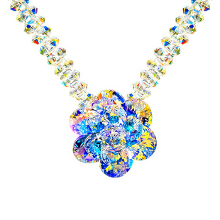 忆奴娇一路芬芳 925纯银饰品水晶项链花朵吊坠锁骨链饰品颈链套链