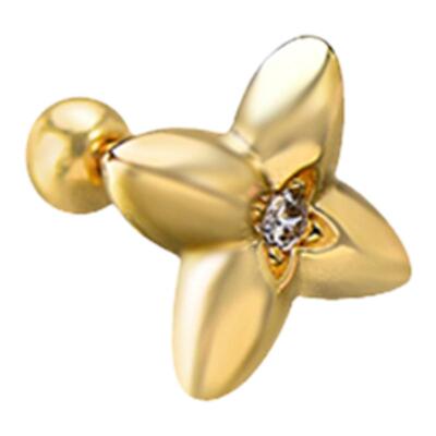 INNORE10k金四叶草螺纹耳钉