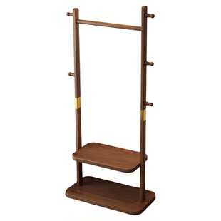 中古风实木衣帽架可移动玄关卧室落地式衣架挂衣架小户型家用小窄