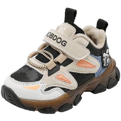 巴布豆童鞋儿童发光鞋加绒加厚2025冬季新款男宝二棉鞋亮灯学步鞋