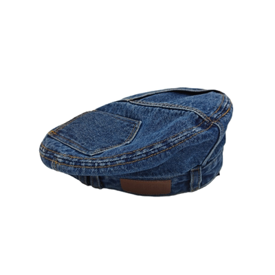 做旧水洗牛仔布口袋贝雷帽子女士
