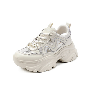 哈森老爹鞋2025夏季新款厚底增高休闲运动鞋镂空凉鞋女HCM251605