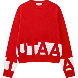 高尔夫女装针织衫2025秋冬新款圆领标志配色毛衣百搭宽松长袖上衣