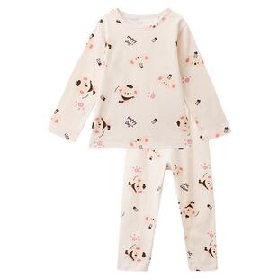 丽婴房儿童秋季上衣圆领内衣套装2-12岁男女童四季睡衣打底套装秋