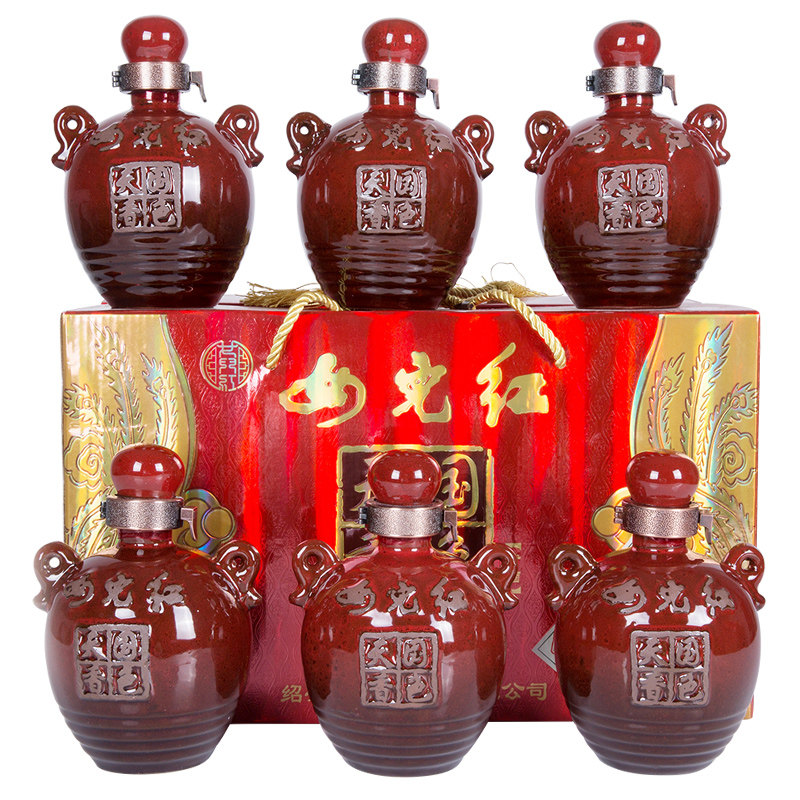 绍兴女儿红黄酒 国色天香花雕酒500ml*6坛整箱礼盒装包邮
