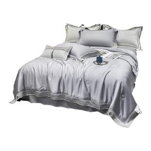 轻奢100支兰精天丝素色镂空夏被简约绣花凉感抗菌丝滑机洗空调被