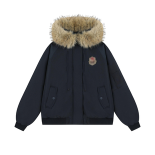 300斤特大码女装胖mm浅蓝色连帽派克服外套女2025巨好看的厚棉服