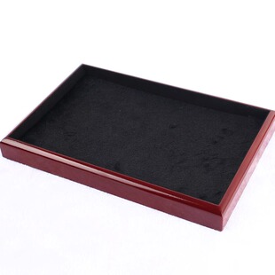 木质黑白绒毛珠宝首饰看货托盘眼镜手机展示盘珠宝收纳托盘手机盘