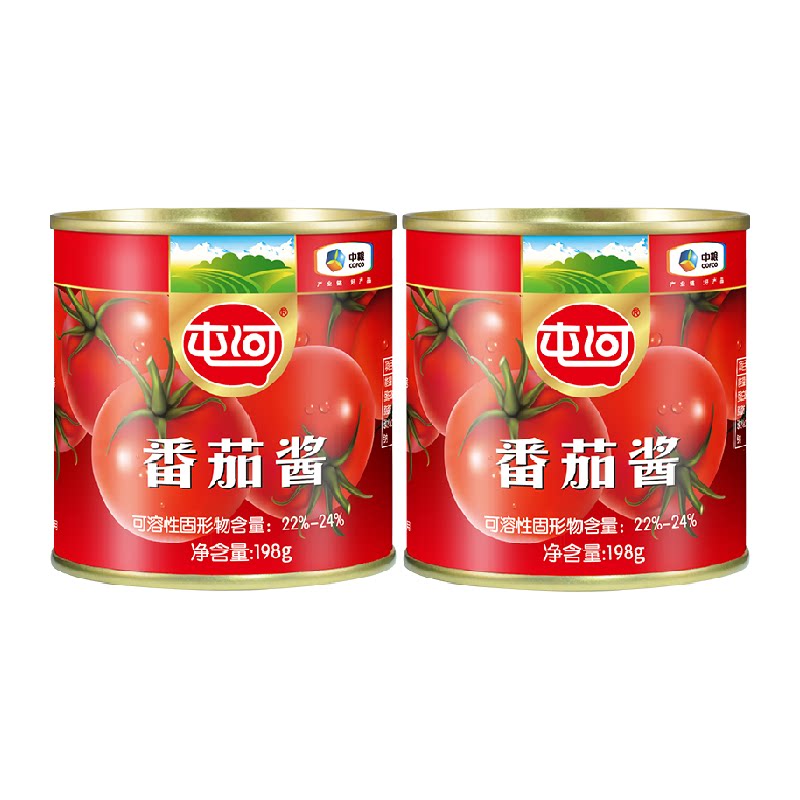 中粮屯河番茄酱198gX2罐新疆内蒙西红柿番茄罐头无添加剂番茄沙司