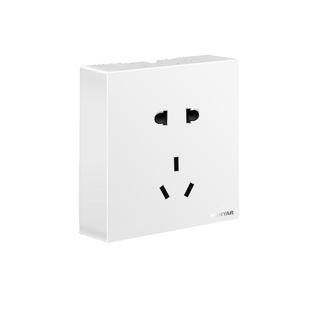 鸿雁明装开关插座家用墙壁明线明盒一开五孔插座开关面板免打孔