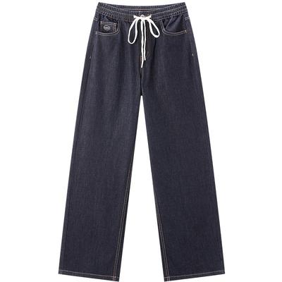 【商场同款】乐町松紧腰系带牛仔直筒裤25夏季新款裤子C2HAF2337