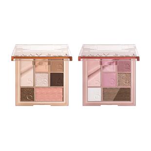 unny club七色眼影盘亮片珠光哑高光保湿腮红修容一体正品