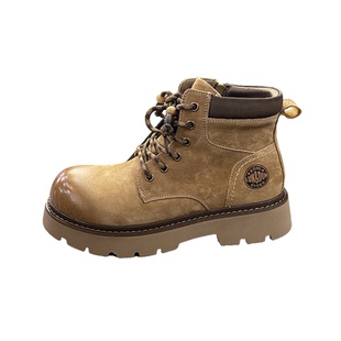 【娜家鞋店】秋冬2025加绒保暖二棉国潮大黄靴侧拉链男高帮马丁靴