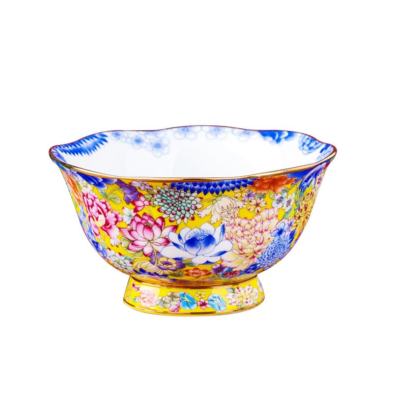 亮玉珐琅彩骨瓷家用中式描金饭碗